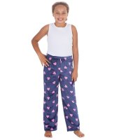 15C646: Girls Super Soft Printed Fleece Lounge Pant- Hearts (9-13 Years)